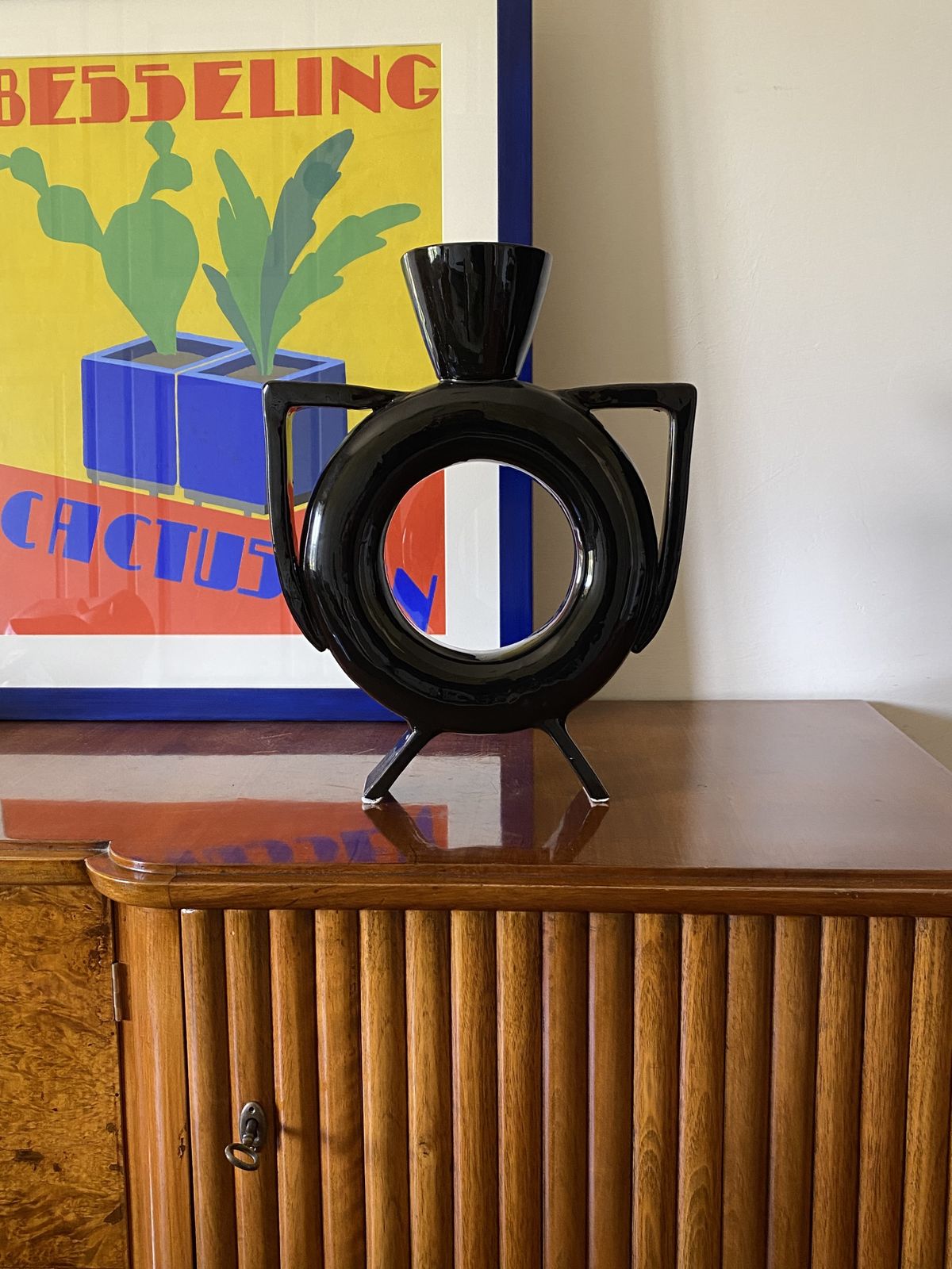 Organic Modern Black Ceramic Vase, Italy 1980s photo furniture