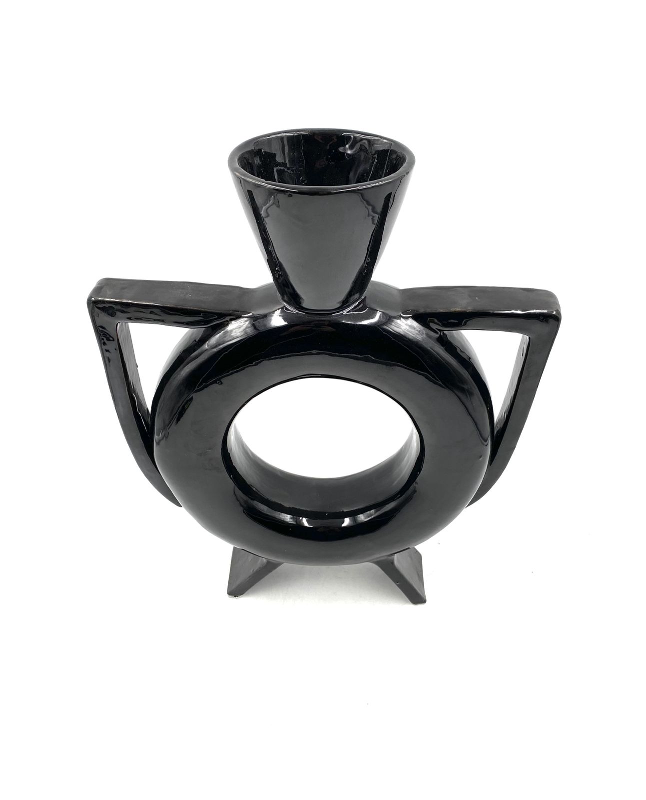 photo vinterior Organic Modern Black Ceramic Vase, Italy 1980s