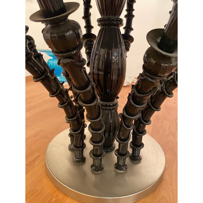1980s Italian Venetian Black "Rezzonico" And Silver Murano Glass Style Big Table photo 26500.0