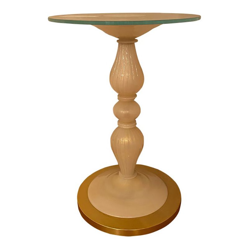 1990s Italian Venetian White And Gold Murano Glass Style Coffee Table