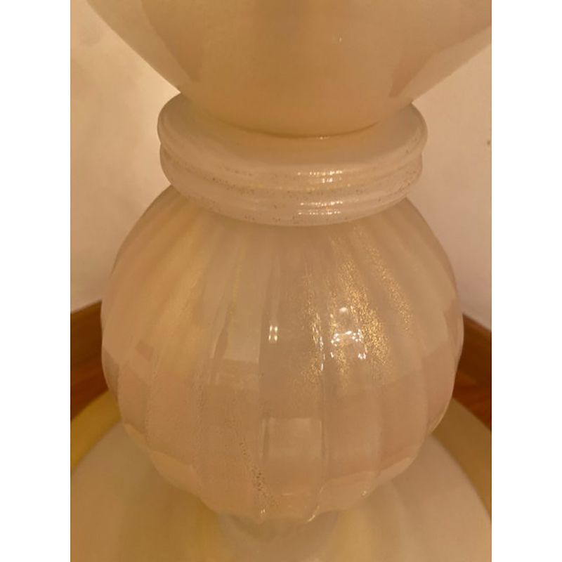 photo for sale 1990s Italian Venetian White And Gold Murano Glass Style Coffee Table
