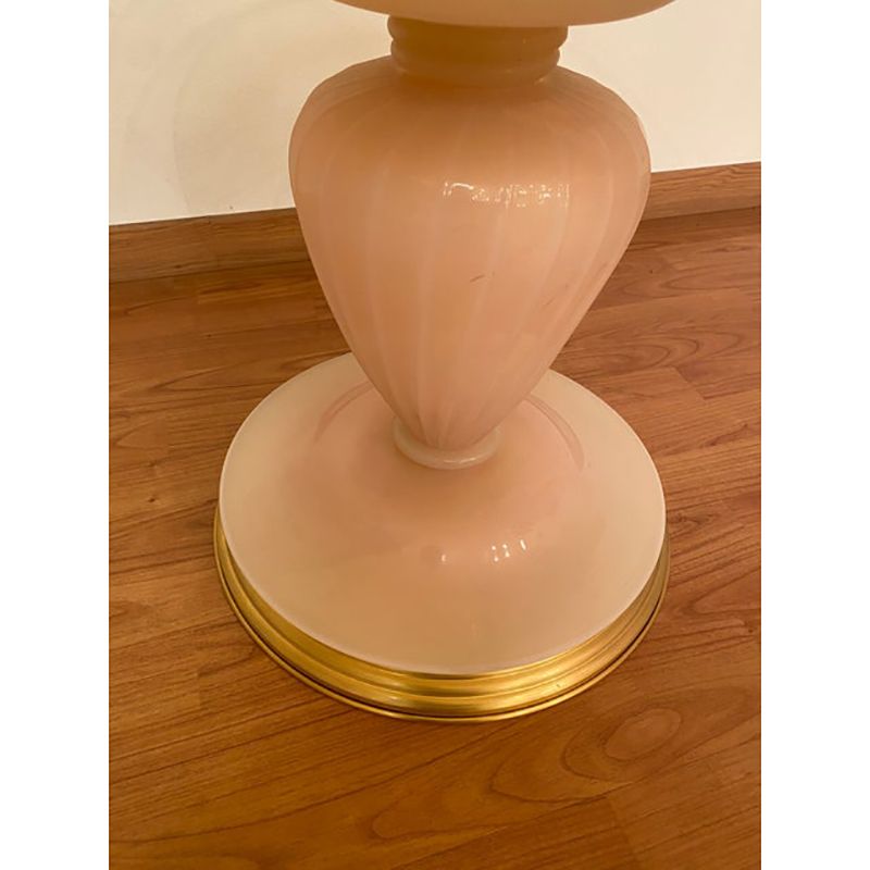 1990s Italian Venetian White And Gold Murano Glass Style Coffee Table In "Seta Color" And Gold photo for sale