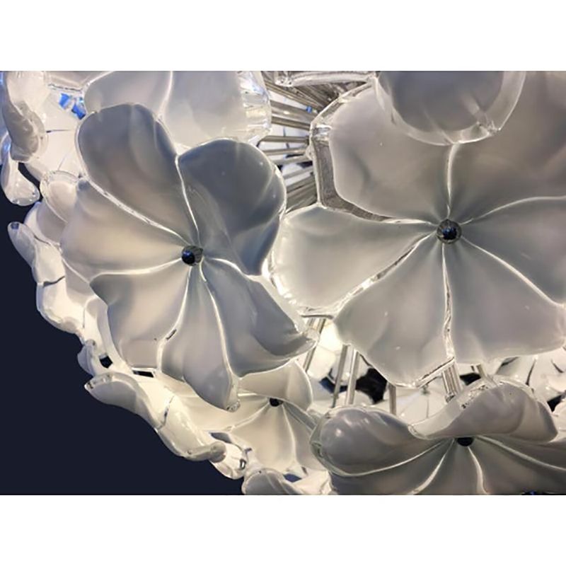 White Lotus Murano Glass Sputnik Chandelier photo vinterior