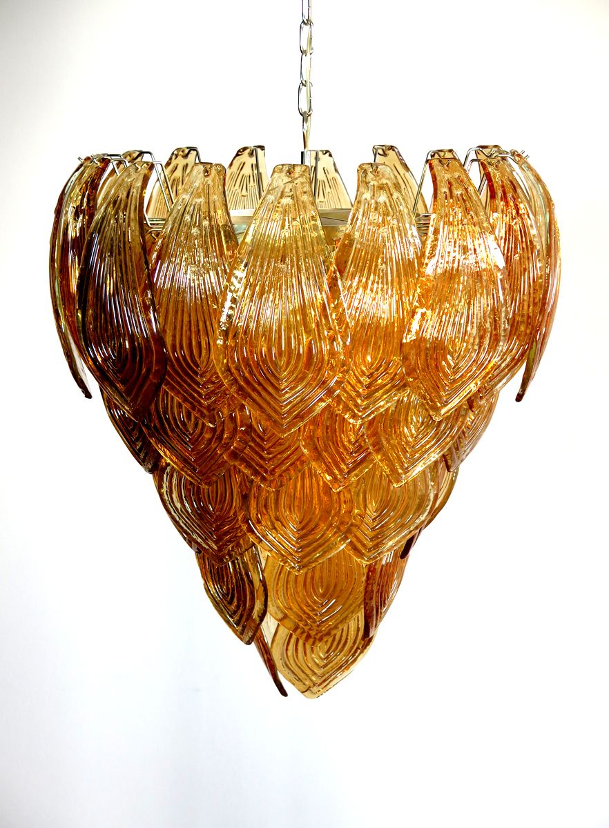 Huge Italian Murano Six Tier Felci Glass Chandelier   Amber Glasses photo furniture