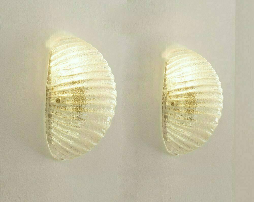 Murano Glass Wall Lamps With Brass Structure, Italy, 1990s, Set Of 2 photo furniture