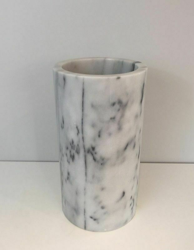 Round Carrara Marble Umbrella Stand In The Taste Of Angelo Mangiarotti photo vintage