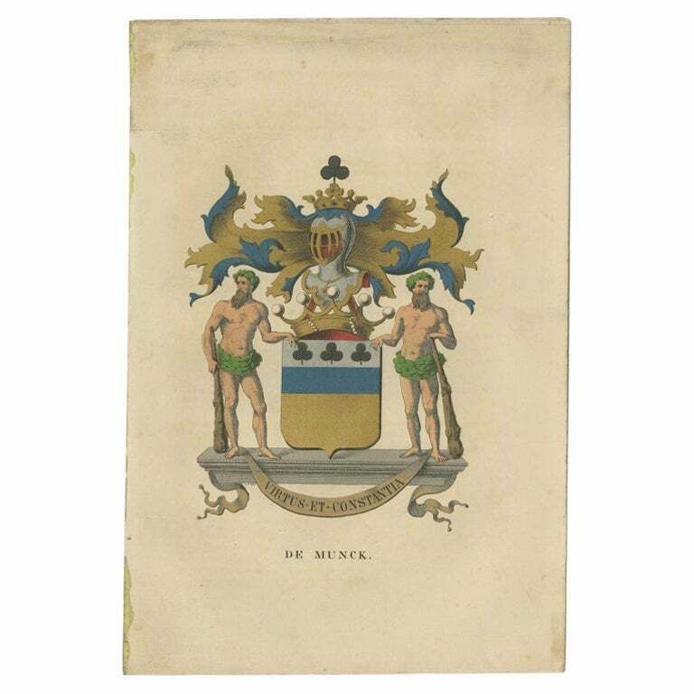 Antique Genealogy Print Of The 'De Munck' Family, 1862