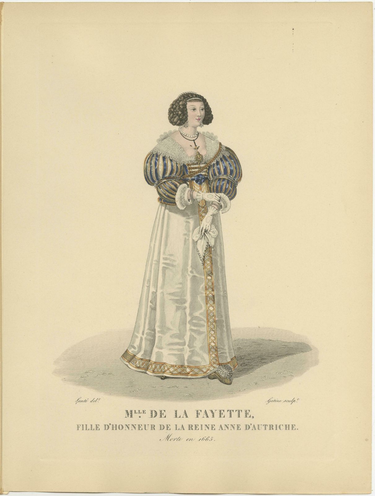 Hand Colored Engraving Of Louise De La Fayette, Madame De La Fayette, 1900 photo 143.0