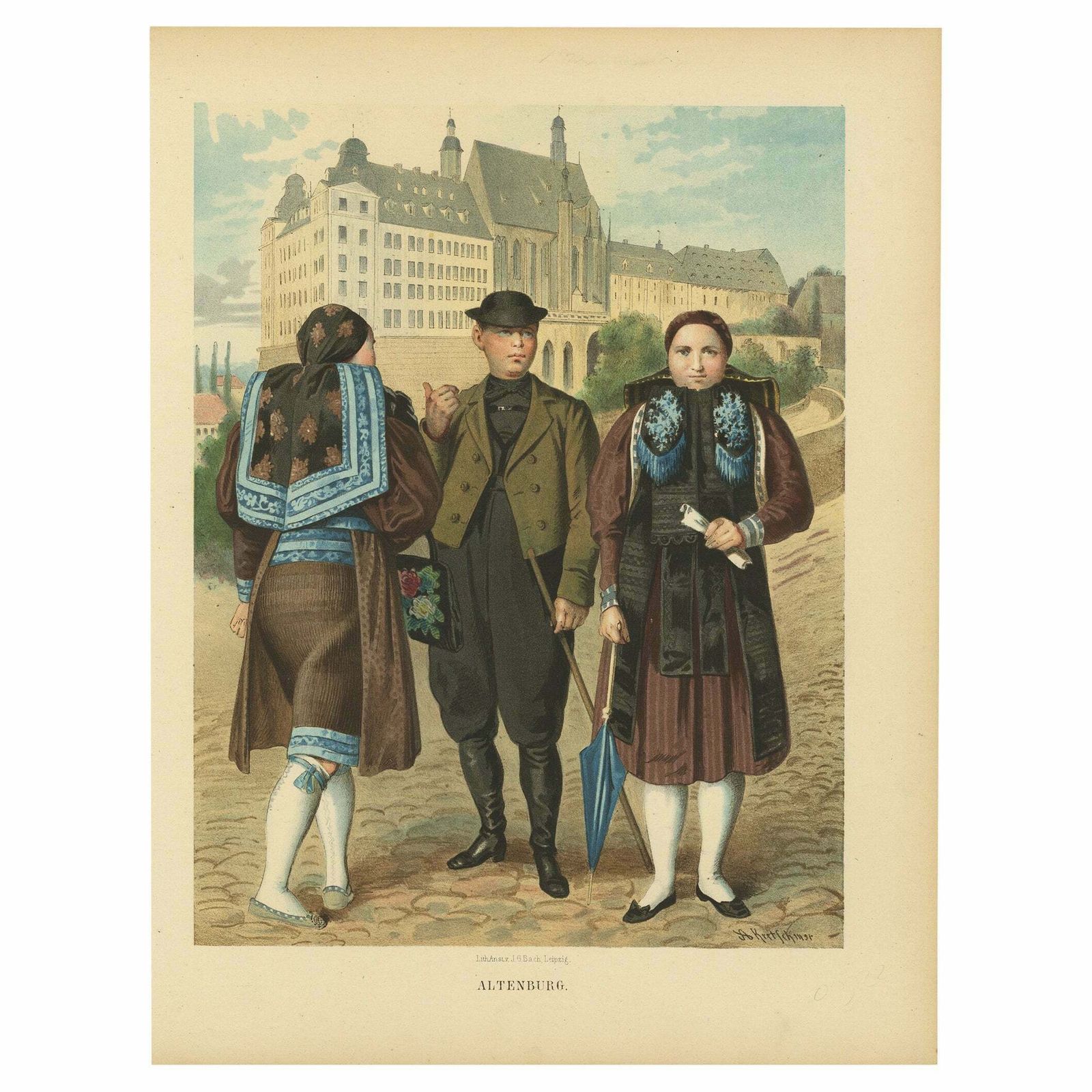 19th Century Costumes Of Altenburg, Kretschmer, Chromolithograph On Paper, 1870