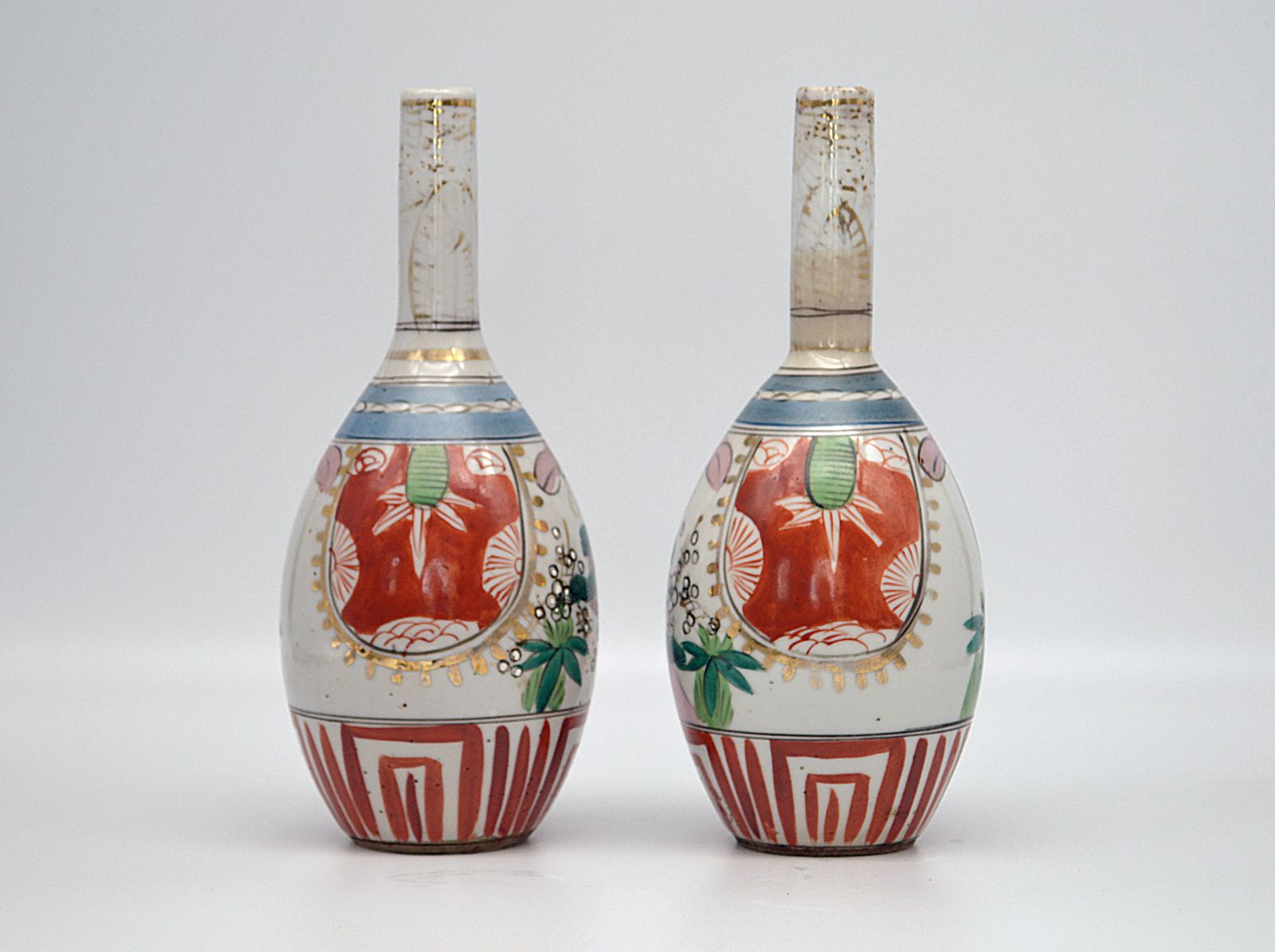 Pair Of Kutani Vases / Sake Bottles Dating From Meiji To Early Showa Period photo buy