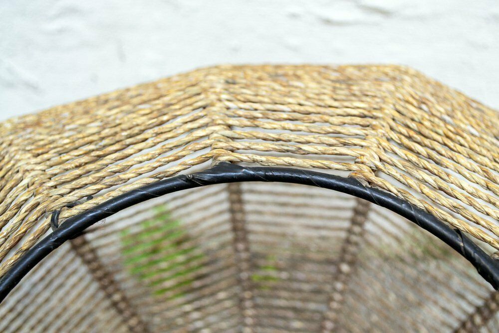 Iron And Wicker Magazine Rack, Italy, 1950s photo for sale