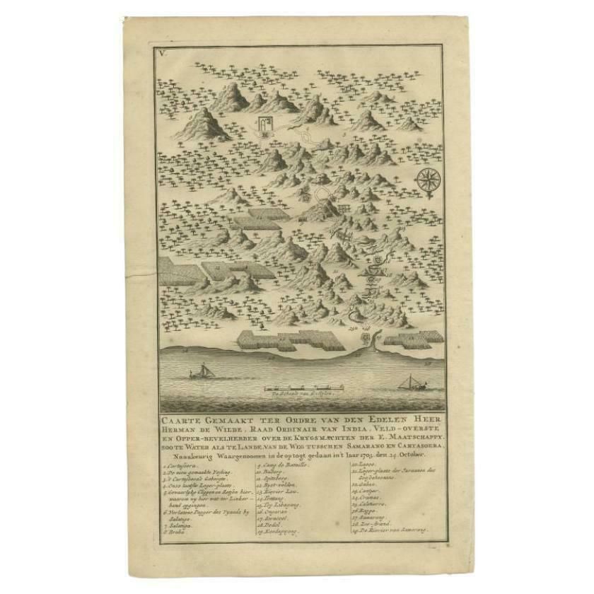 Antique Print Of The Road Between Semarang And Kartosuro, Java, 1726
