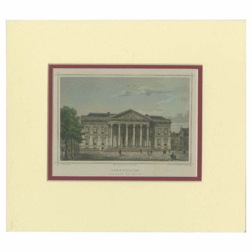 Antique Print Of The Palace Of Justice In Leeuwarden By Terwen, 1858