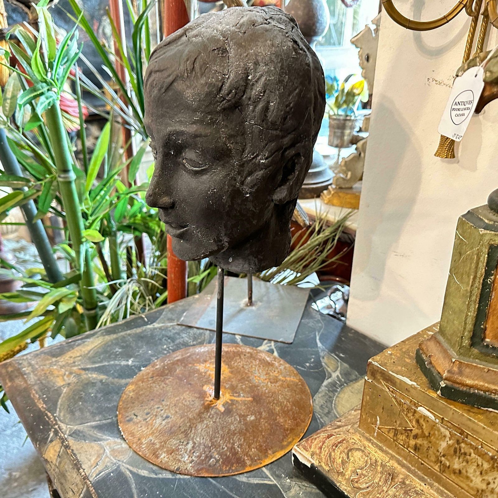 A Late 19th Century Hand Crafted Clay Sicilian Head Of A Young Man photo 1049.0
