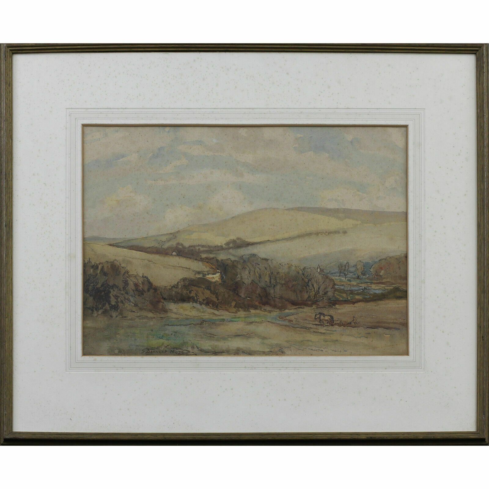 Watercolour Of A Countryside Scene By Sidney Dennant Moss.