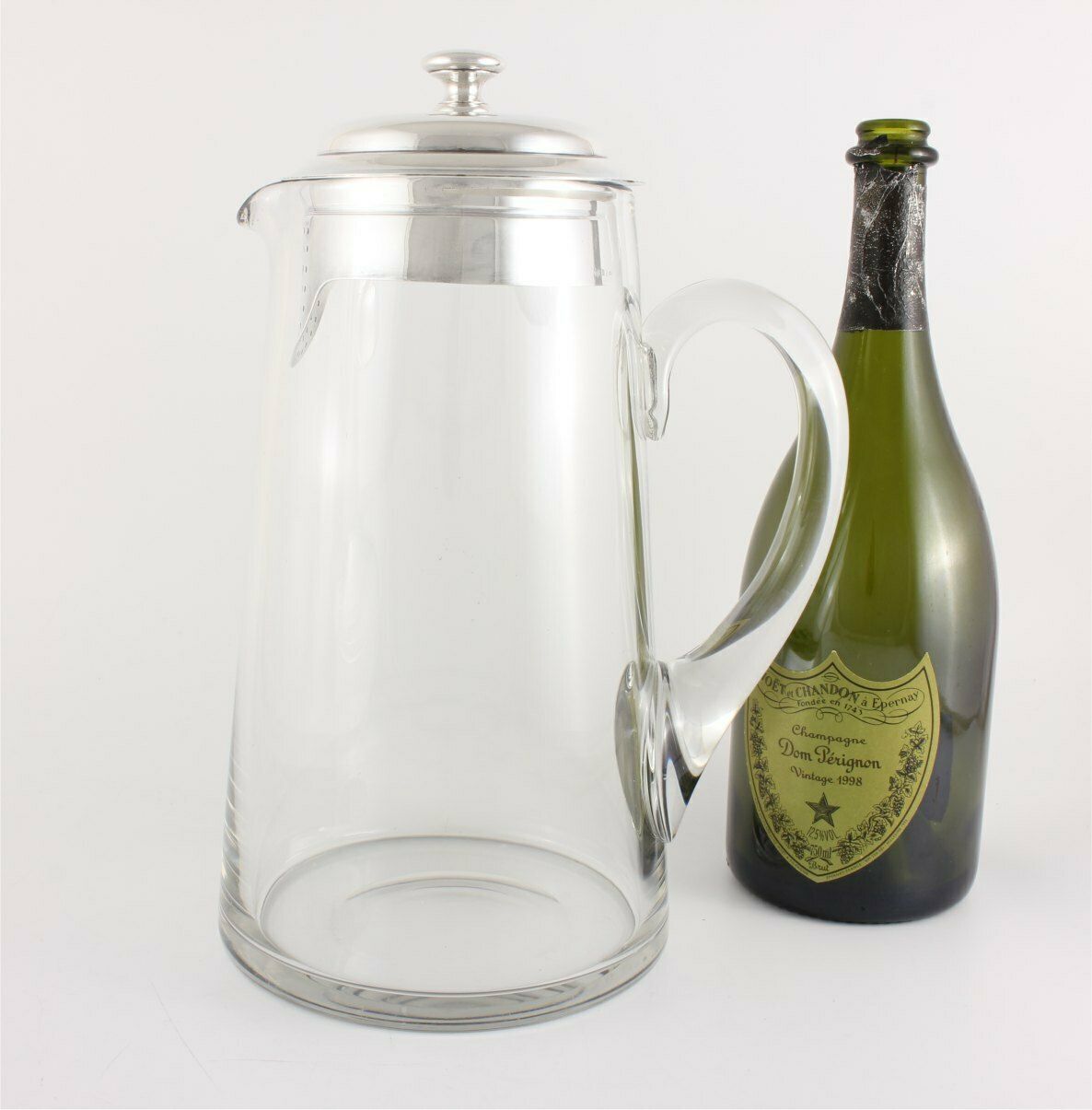 Large Christofle Silver Plate & Glass Water Jug. Vintage French Pitcher. photo 475.0