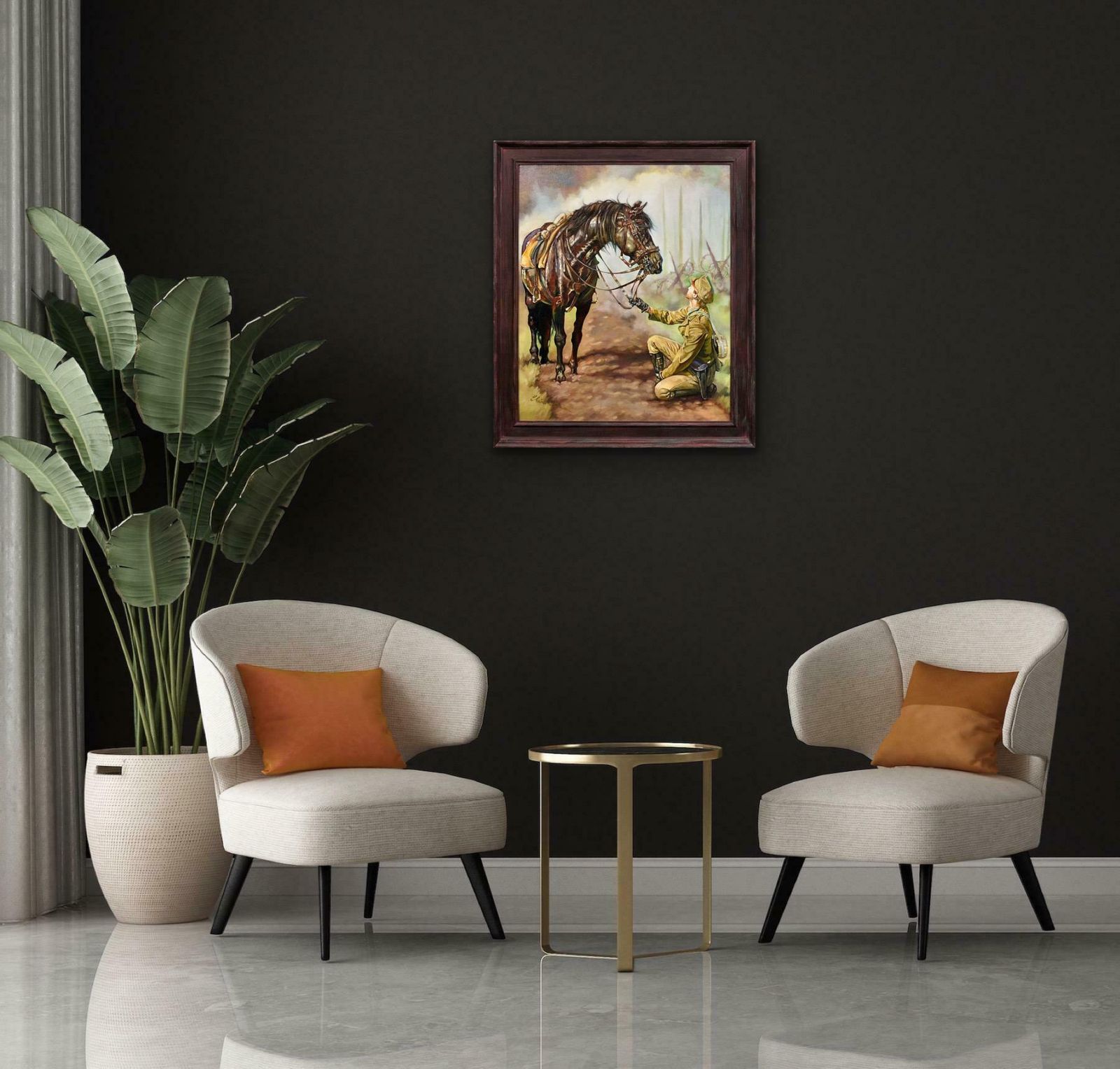 photo buy Elin Sian Blake. War Horse, Lest We Forget. The Great War World War 1 Remembrance Tribute. Black Bay Horse.