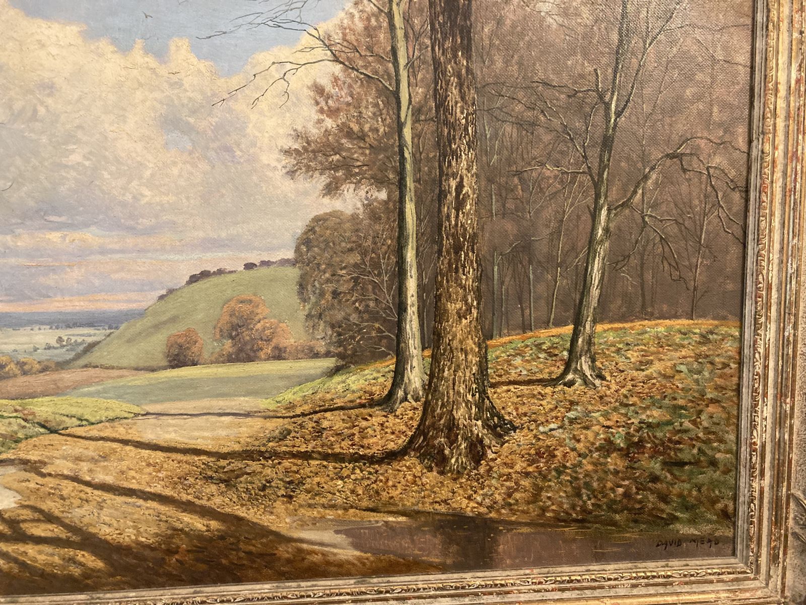 David Mead Oil Painting 'Cobham Woods' Unusually Large, Signed. photo vinterior