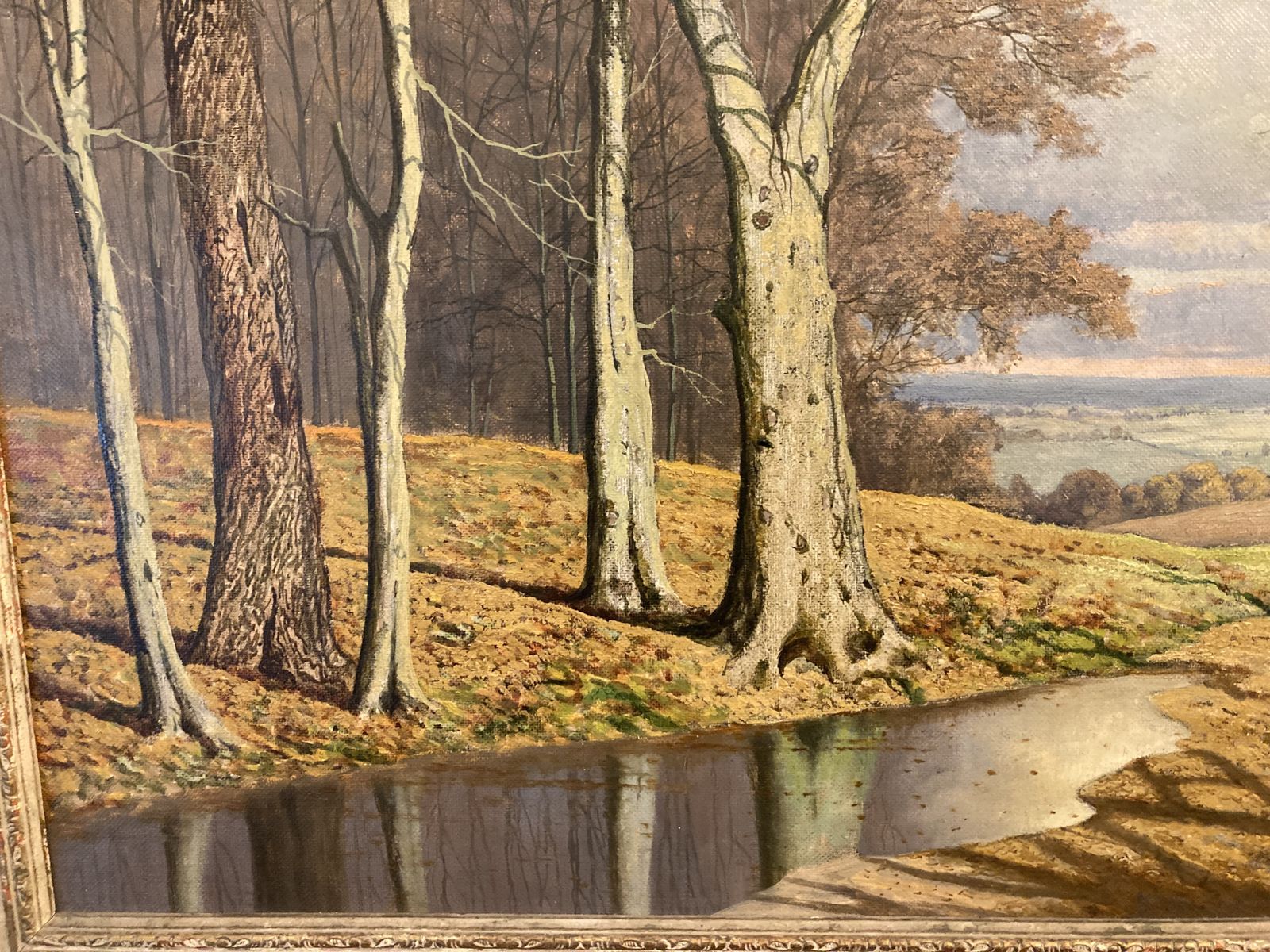 photo furniture David Mead Oil Painting 'Cobham Woods' Unusually Large, Signed.