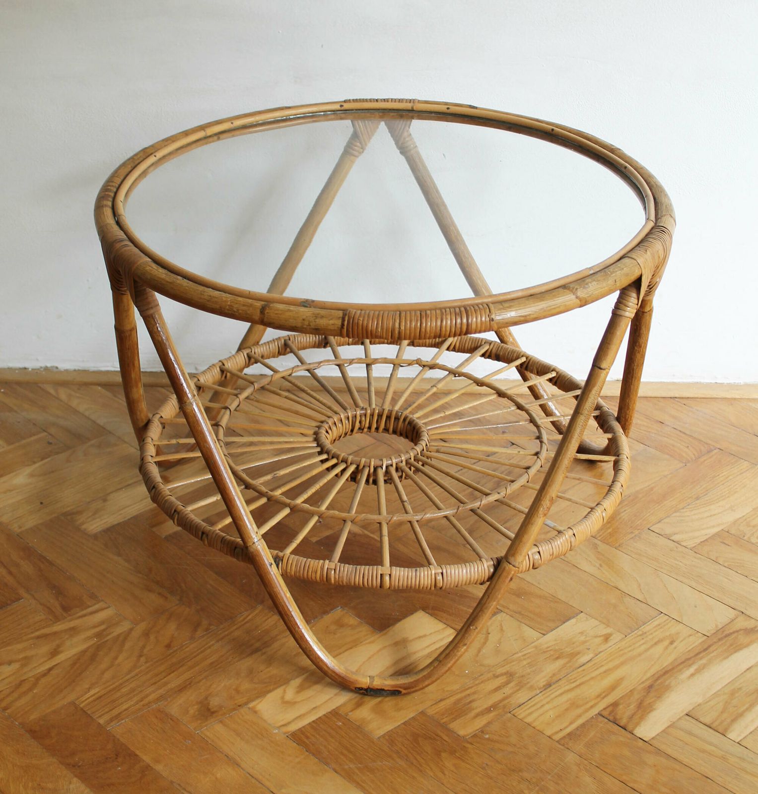 1960's Set Of Four Rattan Armchairs And Side Table By Jaroslav Prochazka For Uluv photo for sale