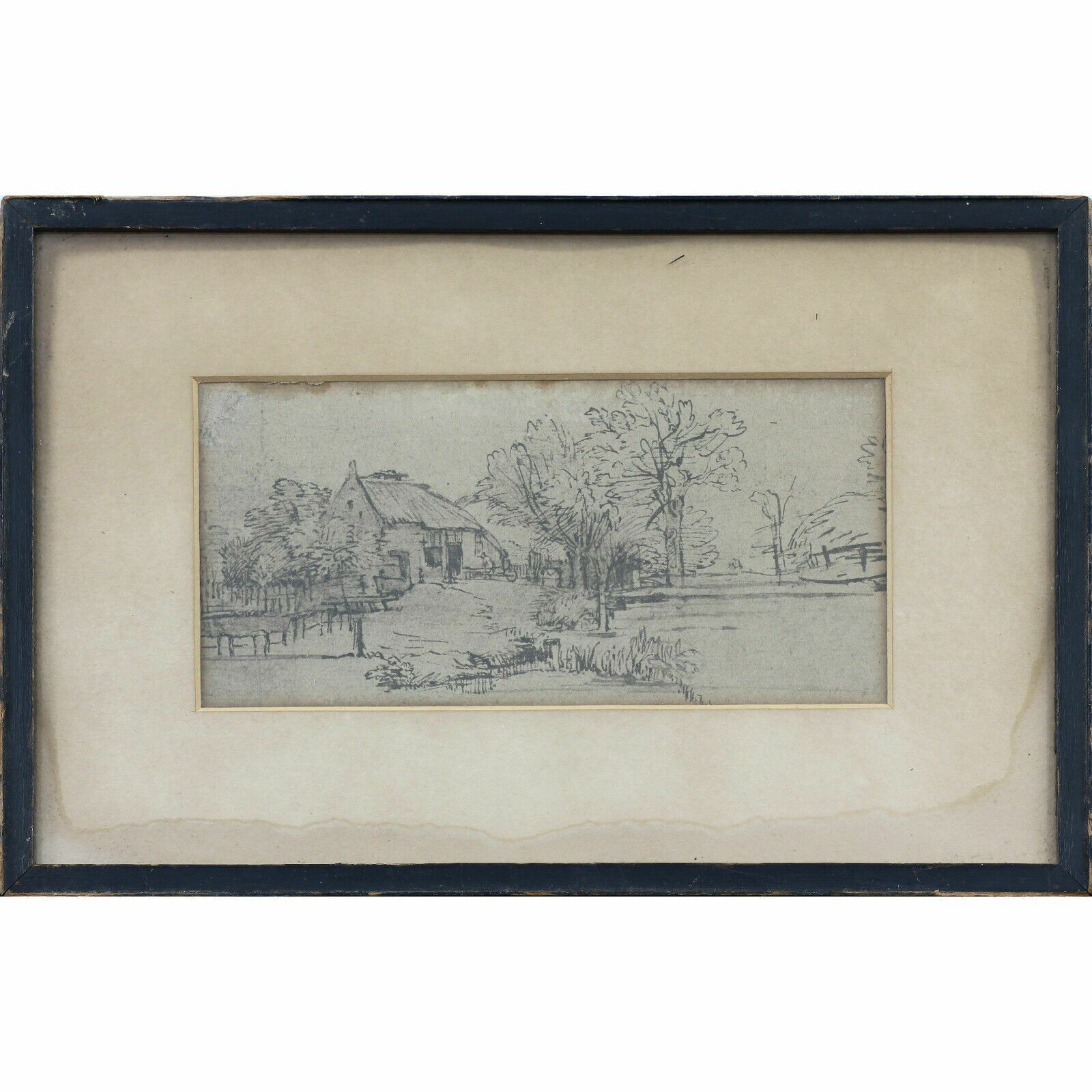 Pencil Sketch Of A Shack In A Landscape
