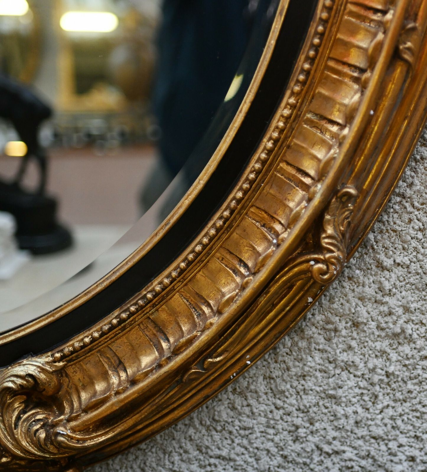 French Louis XVI Gilt Oval Mirror Glass Pier Mirrors photo furniture