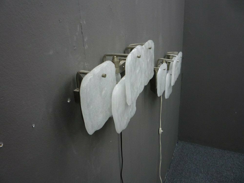 Large Space Age Glass Wall Lamps By Jt Kalmar For Kalmar Franken Kg, 1960s, Set Of 2 photo Lighting