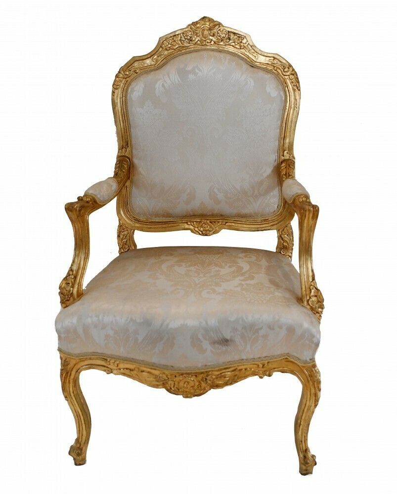 Pair French Gilt Arm Chairs   Louis XVI Seats photo vinterior