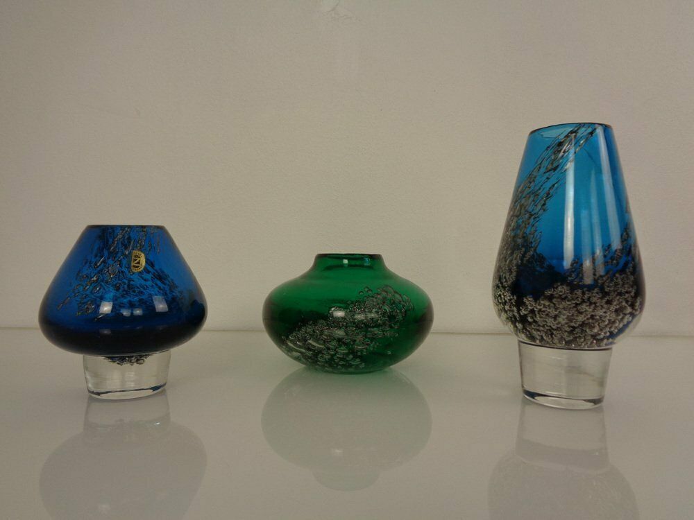 Florida Glass Vases By Heinrich Löffelhardt For Zwiesel, Germany, 1970s, Set Of 3