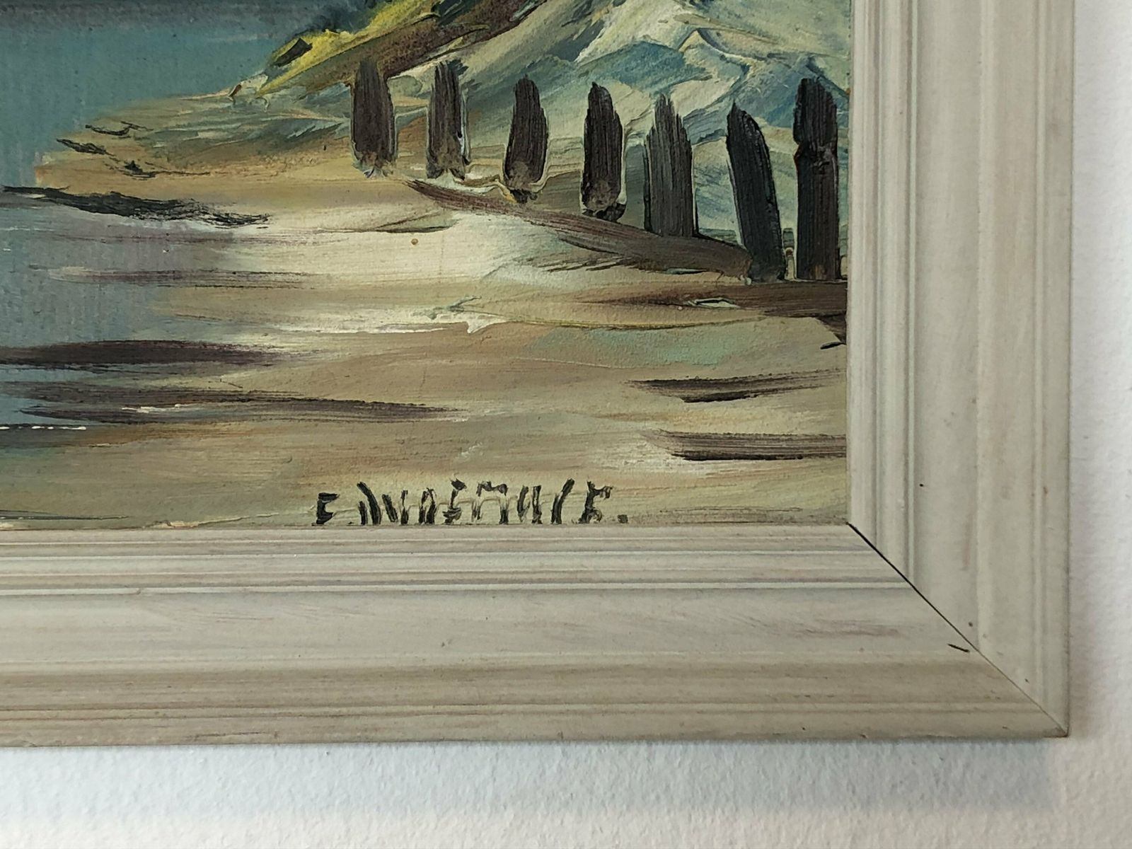 Danish Original Expressionist Erling Dyremose Mid Century Oil On Plate Painting In Great Colours With Motive Of Ocean View With Ships photo for sale