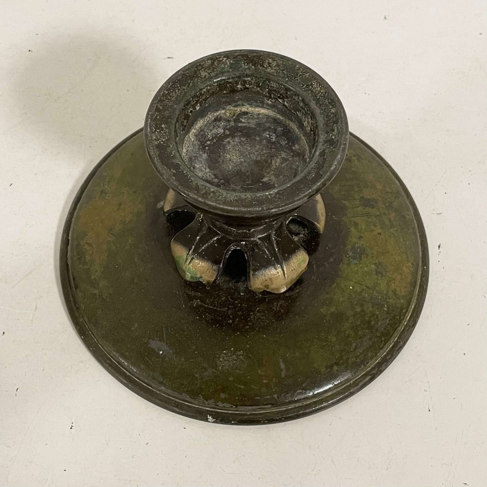 Elegant Art Deco Early 20th Century Bronze Candlestick With Detailed Base And Great Patination photo furniture