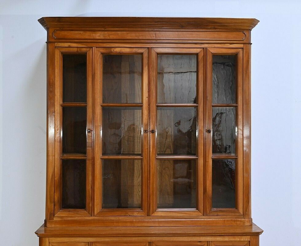 Two Body Bookcase In Solid Walnut – Late 19th Century photo vinterior