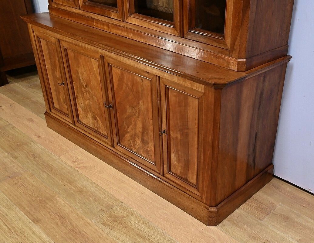 Two Body Bookcase In Solid Walnut – Late 19th Century photo vintage