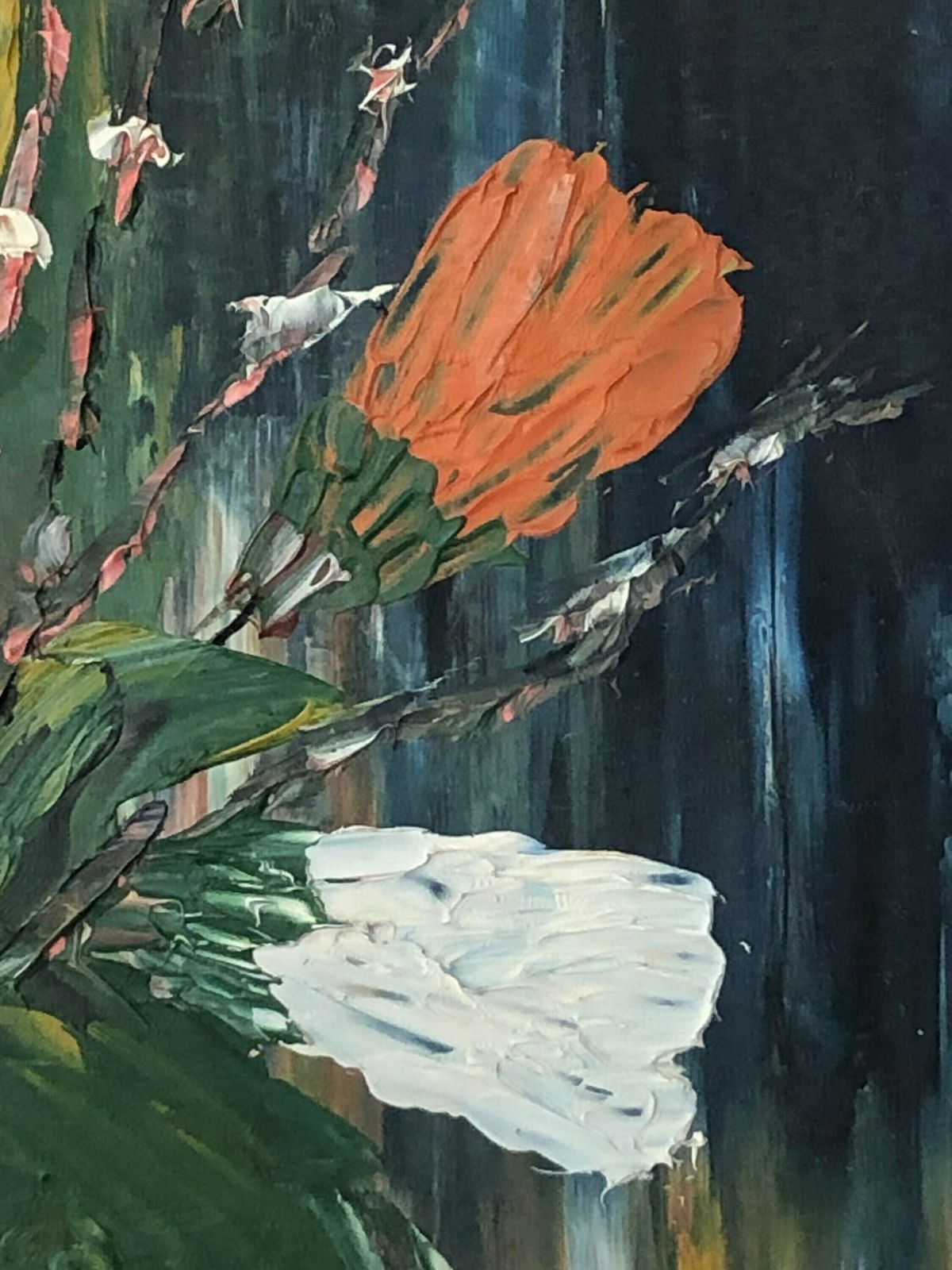 Danish Original Vintage Expressionist Painting By Aage Werner Thrane (1924 2000) With Still Life Motive Of Spring Flowers In Vase photo 217.0