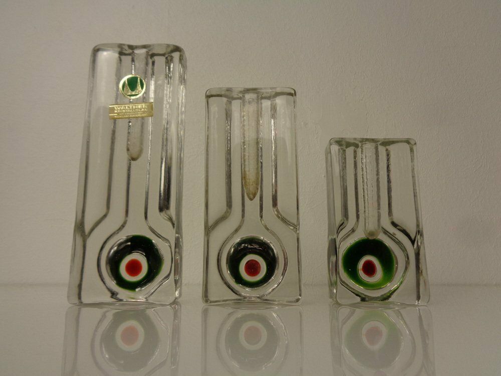 Pop Art Glass Vases By H. Düsterhaus For Walther, Germany, 1960s, Set Of 3 photo Home Decor