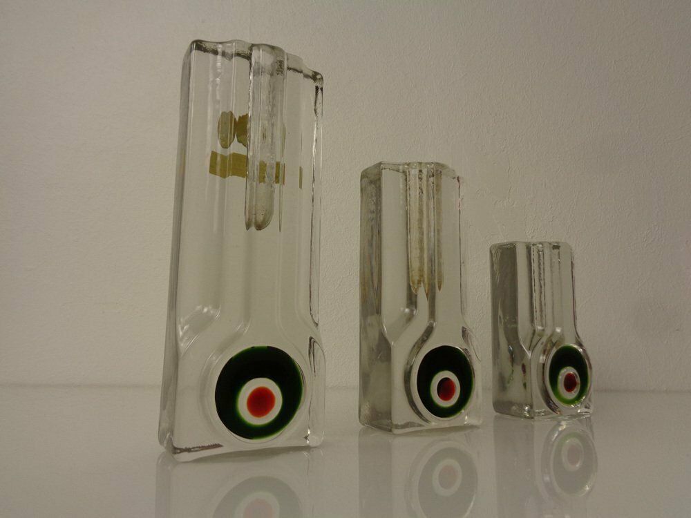 Pop Art Glass Vases By H. Düsterhaus For Walther, Germany, 1960s, Set Of 3 photo vinterior