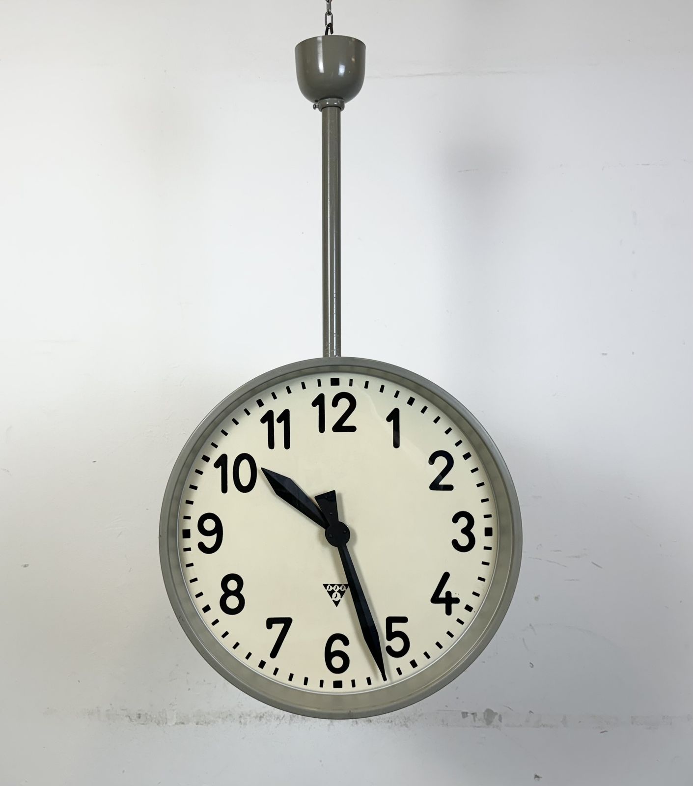 photo vinterior Large Industrial Double Sided Railway Or Factory Clock From Pragotron, 1950s, 4x