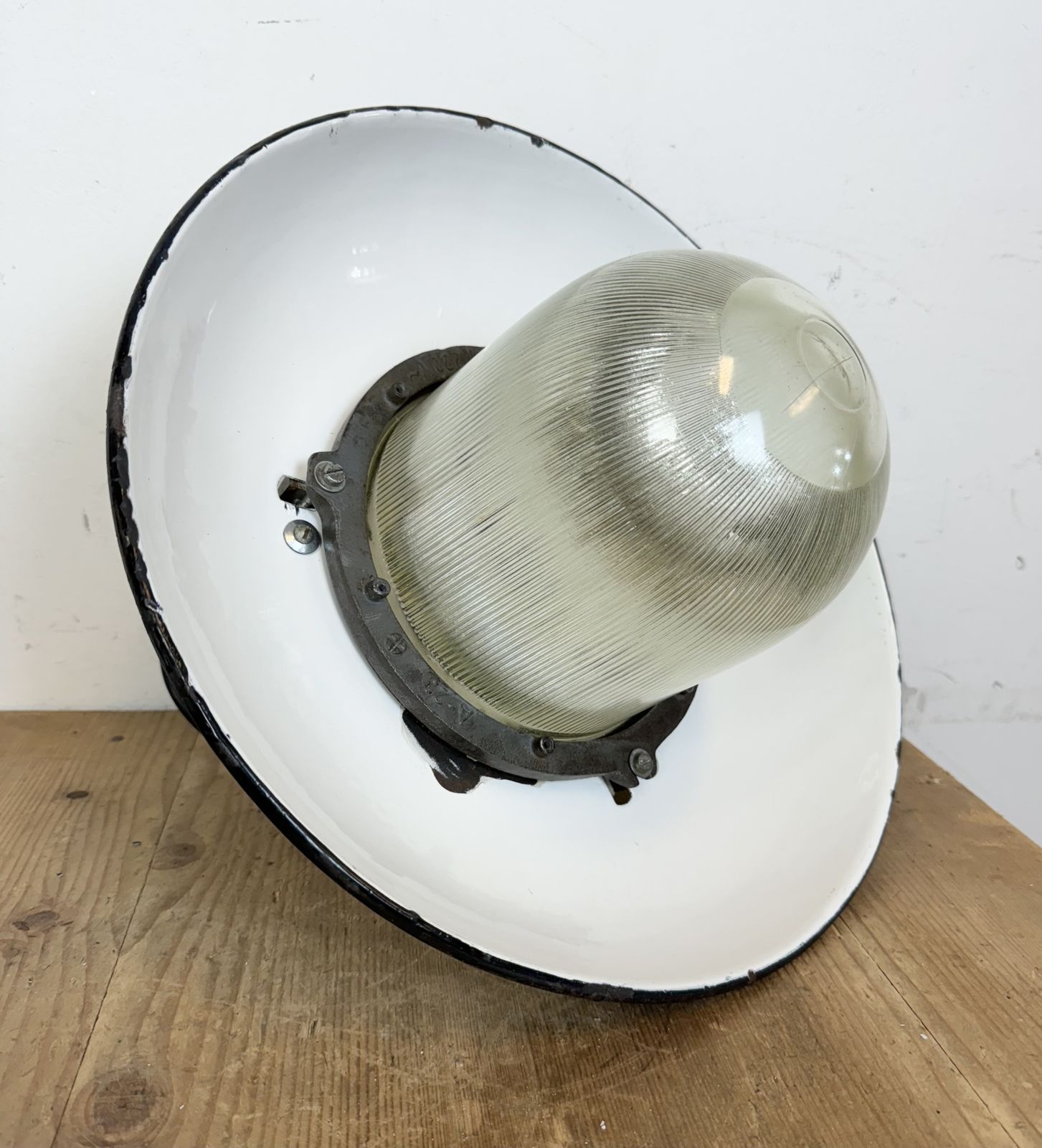 photo buy Industrial Green Enamel Factory Pendant Lamp In Cast Iron, 1960s