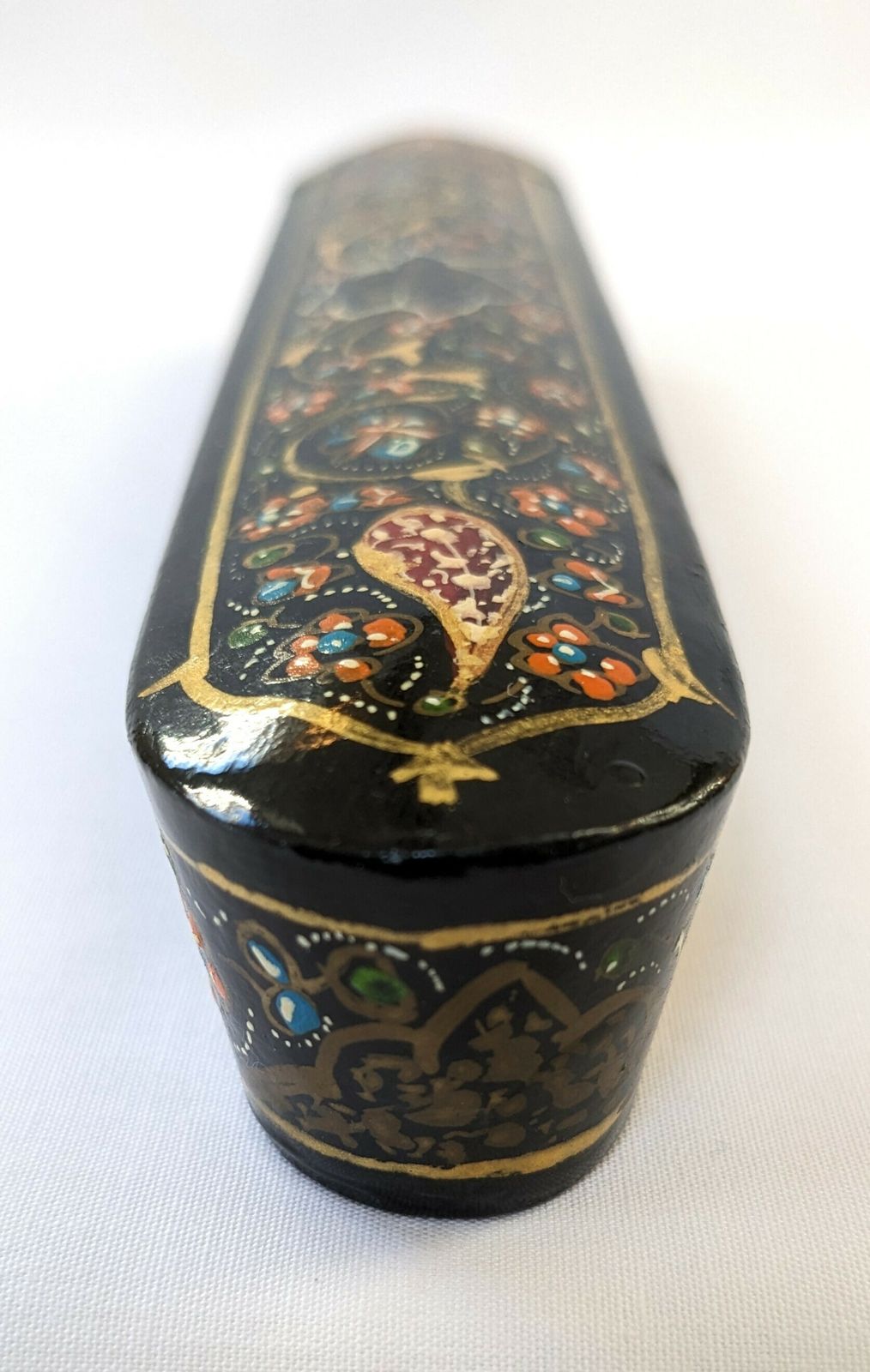 Antique Islamic Paper Mache Qalamdan Pen Case photo vintage