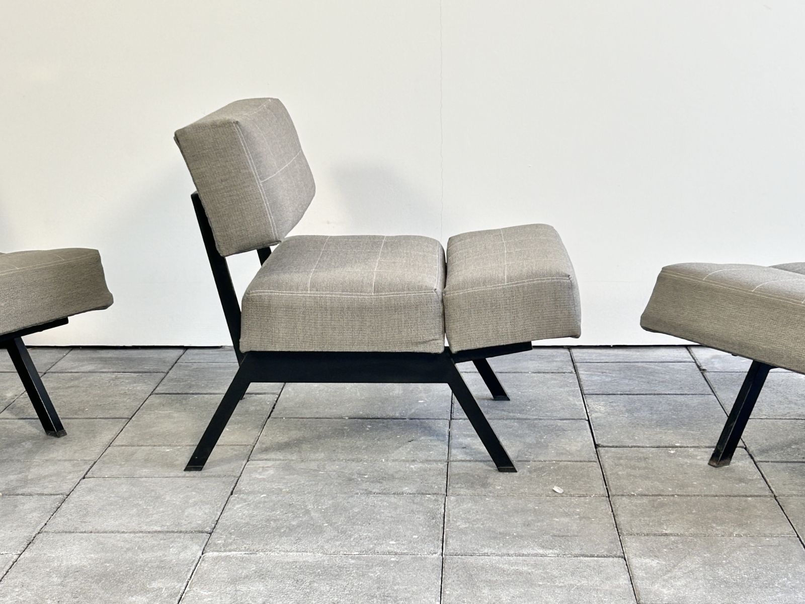 Set Of Three Panchetto Lounge Chairs Designed By Rito Valla For Ipe Bologna photo vinterior