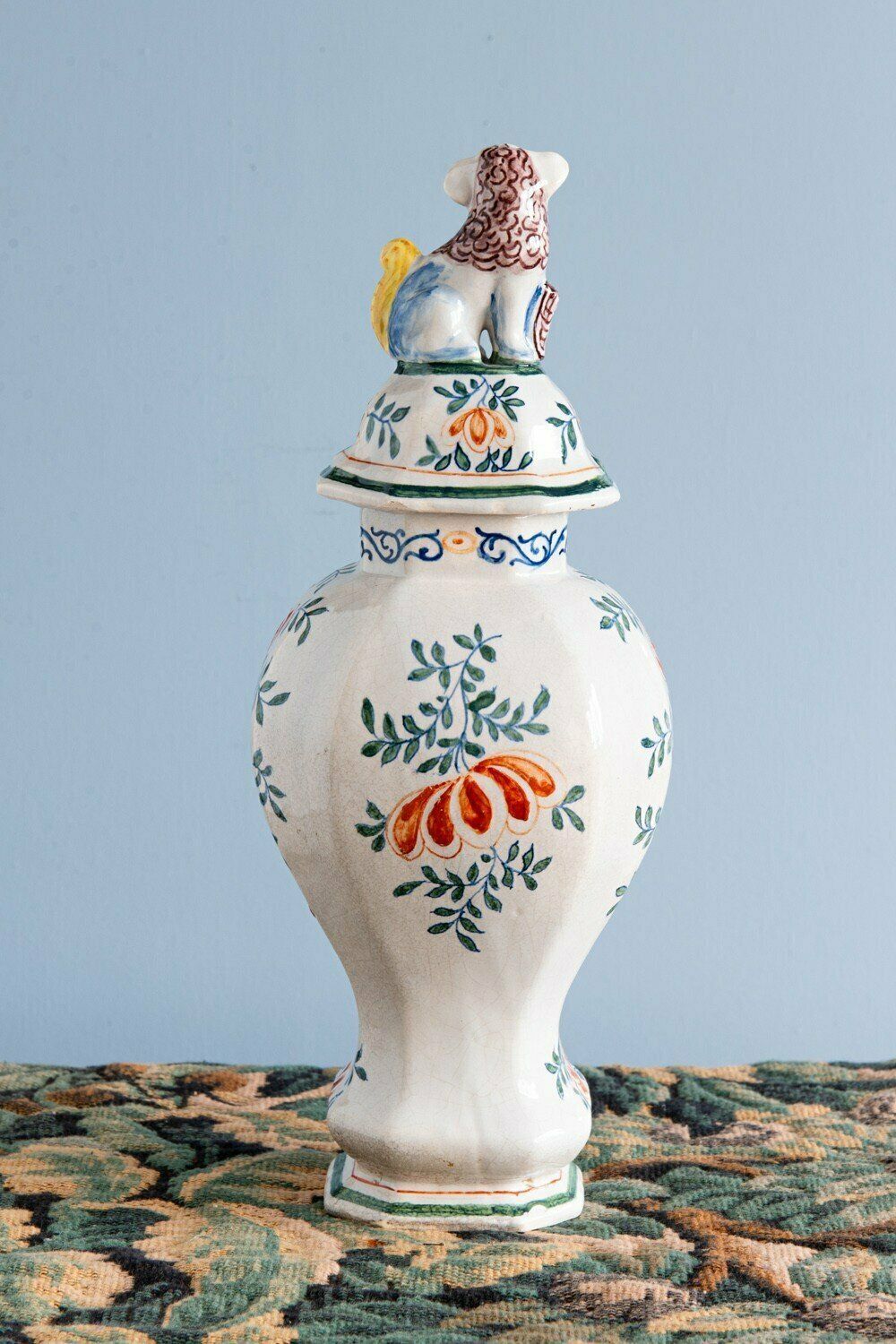 Dutch Delftware, Pair Of Polychrome Covered Baluster Vases, 18th Century photo 795.0