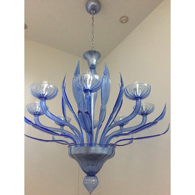 Murano Glass Bluino Italian Leaves Chandelier In Style Murano Glass photo 14500.0
