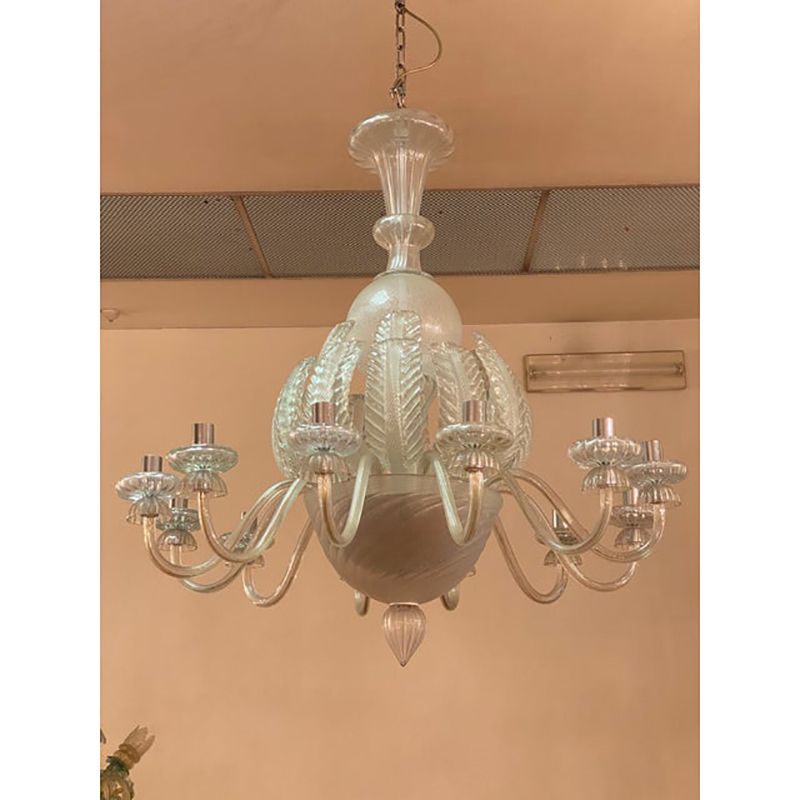 Vintage Italian Leaves Chandelier In Murano Style Glass photo vintage
