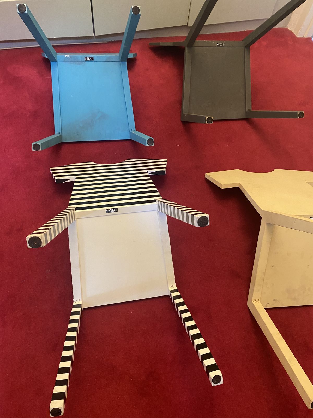 Mogg T Chairs 3 Coloured And 1 Striped   4 Sold Together photo vintage