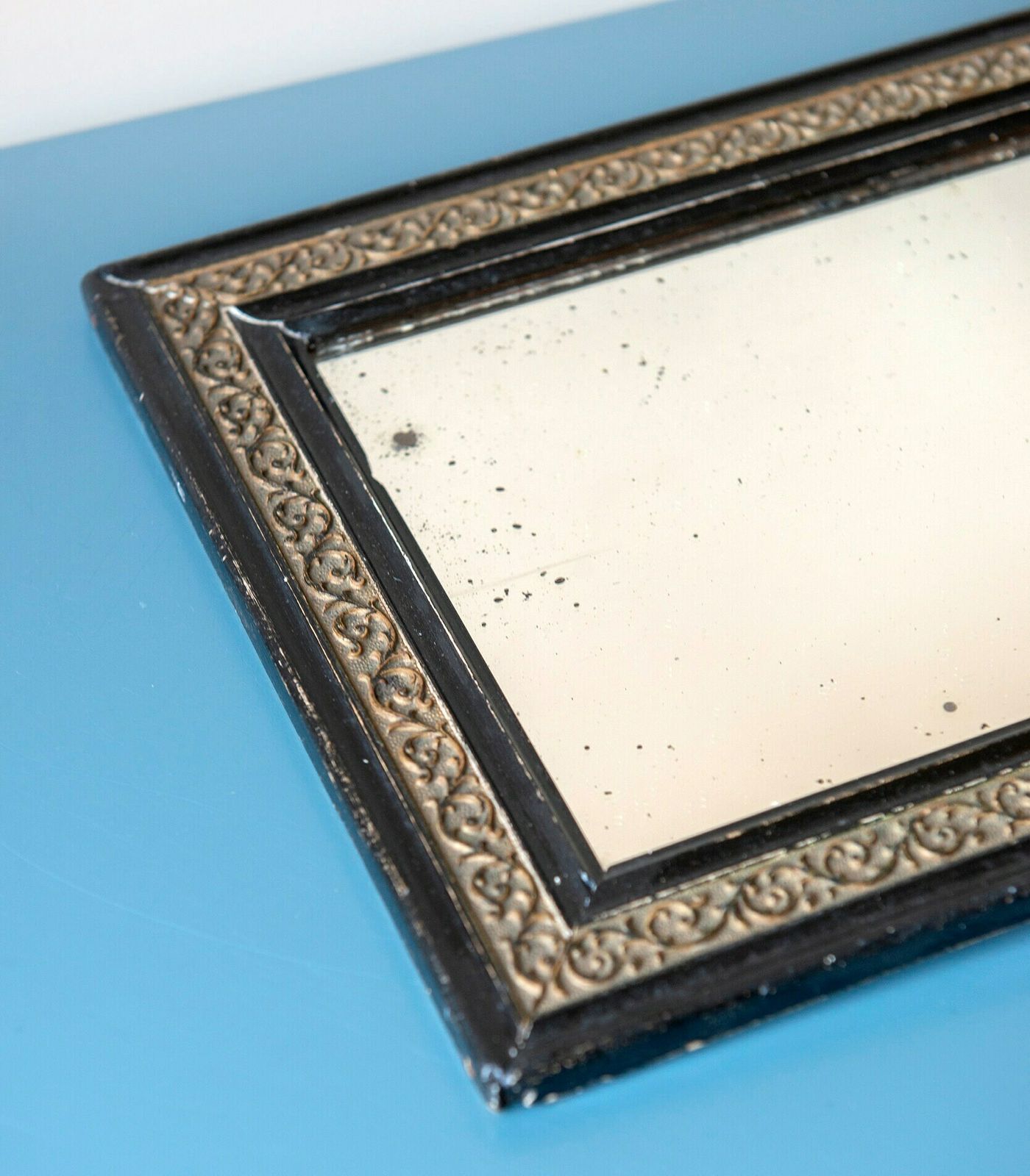 photo for sale Antique French Mirror With Carved Wooden Frame, Small Decorative Mirror, Distressed Old Wall Mirror, Farmhouse Decor