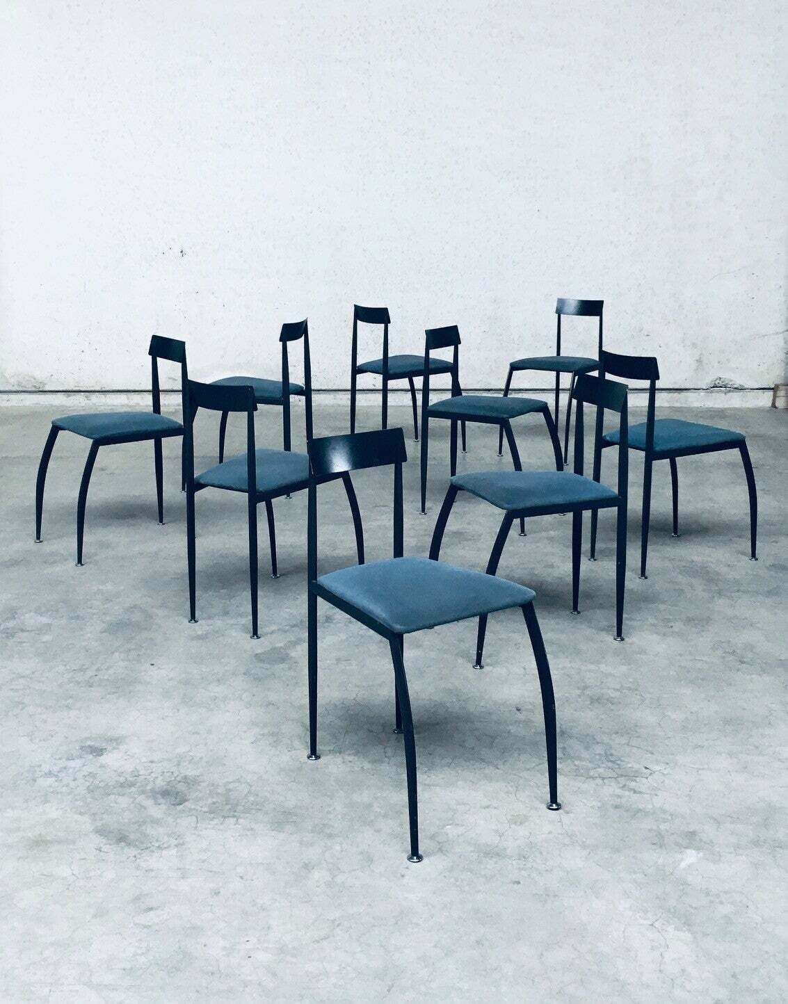 photo vinterior Postmodern Design "Lolly" Dining Chair Set By Fly Line, Italy 1980's