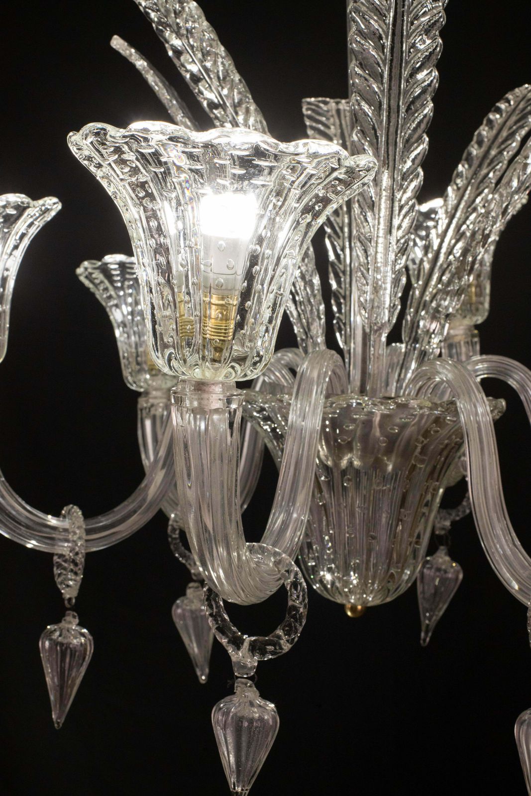Extraordinary Art Decò Barovier E Toso Chandelier, Murano "Bubble" Glass, 1940s photo vinterior