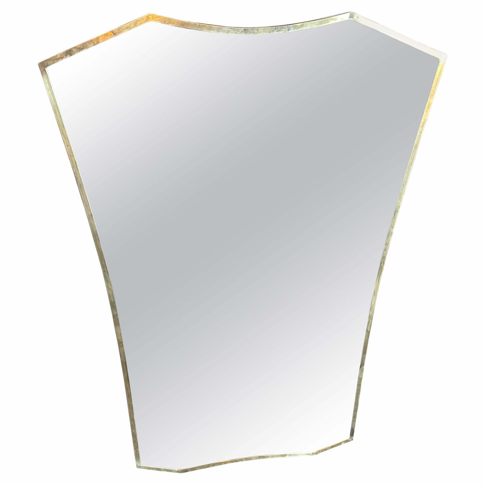 1960s Mid Century Modern Brass Italian Wall Mirror In The Manner Of Gio Ponti