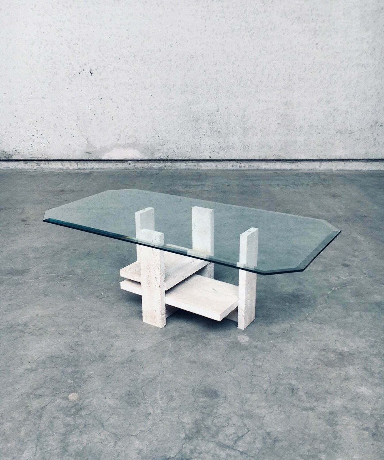Brutalist Design Travertine Coffee Table By Willy Ballez, Belgium 1970's