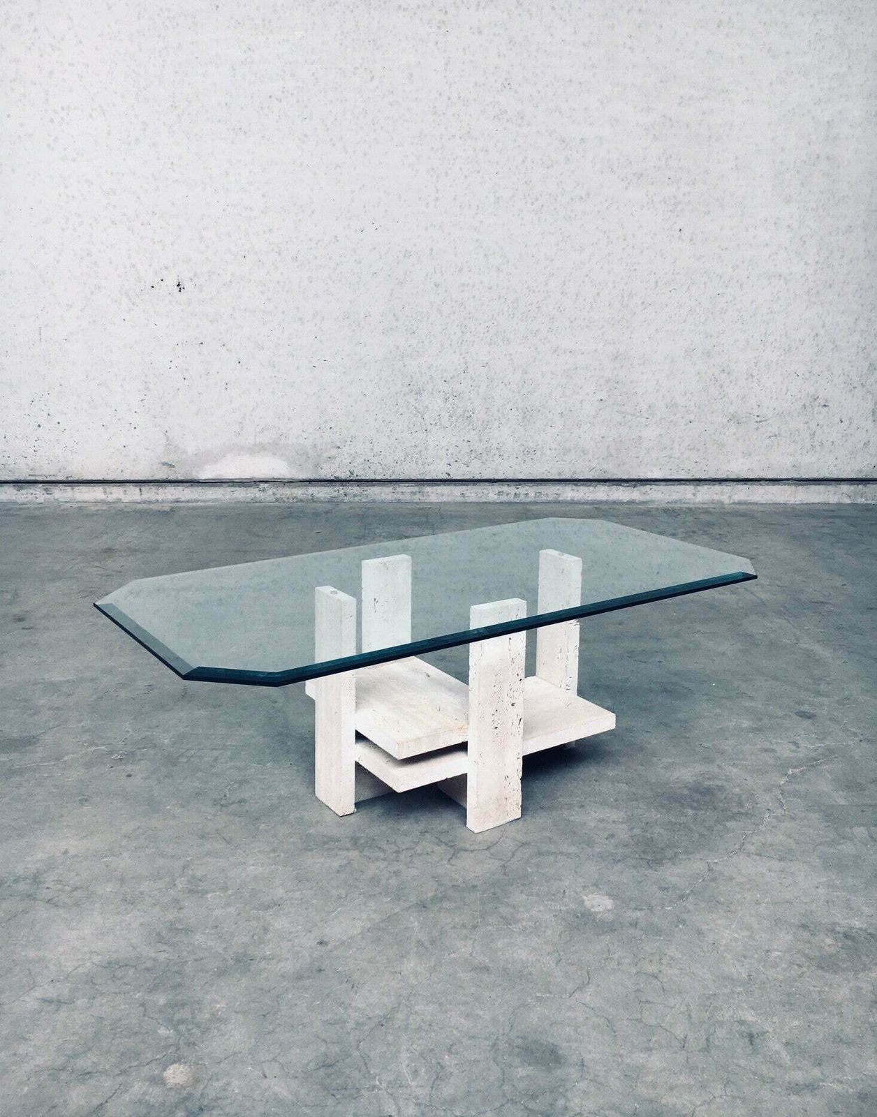 Brutalist Design Travertine Coffee Table By Willy Ballez, Belgium 1970's photo buy